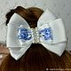 Hair bow: The elastic on the bun, the bun bow 'Gzhel'. Knot hair bow. Anghelina Kodryan. My Livemaster. Фото №5