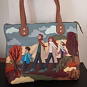 Сумки и аксессуары handmade. Livemaster - original item Bag Leather Women`s Bag Shopper Bag with Applique Family Autumn. Handmade.