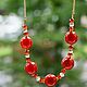Серьги и колье Рябина со стеклянными шарами lampwork. Комплекты украшений. Наталья С. (Nchub). Ярмарка Мастеров.  Фото №5