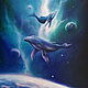 A picture with whales in the sky. Oil painting 25/35, Pictures, Armavir,  Фото №1