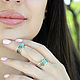 Order Double ring with a chain made of silver 'Ethno' with turquoise SS0035. Sunny Silver. Livemaster. . Rings Фото №3