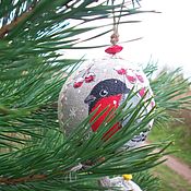Сувениры и подарки handmade. Livemaster - original item Christmas decorations: Christmas Balls Bullfinch and titmouse Painted. Handmade.
