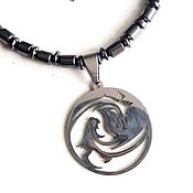 Украшения handmade. Livemaster - original item Hematite choker with yin-yang pendant stainless steel dragons. Handmade.