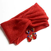 Аксессуары handmade. Livemaster - original item Headband mohair with silk. Red ear warmer. knitted headband. Handmade.