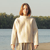Одежда handmade. Livemaster - original item Sweater made of sand-colored merino wool. Handmade.