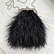 Чёрная сумка из перьев страуса. Сумочка с перьями. Пушистая сумка, Клатчи, Санкт-Петербург,  Фото №1