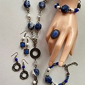 Украшения handmade. Livemaster - original item Conjunto de joyas piedras naturales perlas pulsera pendientes anillo comprar. Handmade.