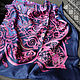 Винтаж: Синий шелковый платок с фиолетовым орнаментом. Платки винтажные. Irina-ekw. Интернет-магазин Ярмарка Мастеров.  Фото №2