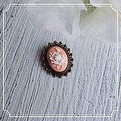 Субкультуры handmade. Livemaster - original item Brooch with cameo Rose background peach bronze 18h25. Handmade.