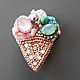 Ice cream brooch. Swarovski crystals. pearls. seed beads. Brooches. GemKnitDesign. Интернет-магазин Ярмарка Мастеров.  Фото №2