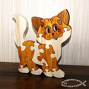 Куклы и игрушки handmade. Livemaster - original item Gifts for kids. Puzzles made of wood Cat Ginger. Handmade.