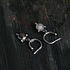  серьги-трансформеры серебряные с обсидианом. Серьги-кольца. Rhejajewellry. Ярмарка Мастеров.  Фото №6