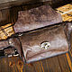 Поясная сумка из натуральной кожи коричневого цвета. Поясная сумка. Creative Leather Workshop. Ярмарка Мастеров.  Фото №5
