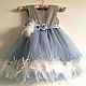 Delicate ash-blue girl's dress with ostrich feathers, , Nikolaev,  Фото №1