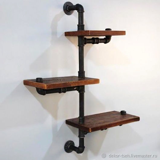 Copy of Copy of Industrial style wall shelves made of wood and pipes, Shelves, Chelyabinsk,  Фото №1