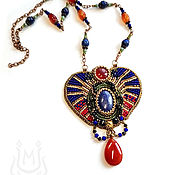 Egyptian Ra - sun pendant with lapis lazuli and agate