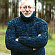 Men's sweater 'King of the North' (sea wave color). Mens sweaters. IRINA GRUDKINA Handmade Knitwear. My Livemaster. Фото №5