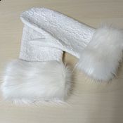 Аксессуары handmade. Livemaster - original item Mittens: Mittens made of merino Blizzard with fur. Handmade.