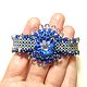 Grey bracelet with a flower lampwork made of beads, Bead bracelet, Moscow,  Фото №1
