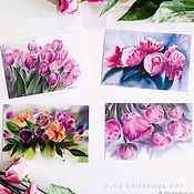 Painting still life with flowers pink magnolias Painting with flowers