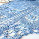 Summer openwork knit shawl, Linen blue shawl,a shawl made of linen. Shawls. Lace Shawl by Olga. My Livemaster. Фото №4