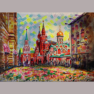 Картины и панно ручной работы. Ярмарка Мастеров - ручная работа Картины: Москва, яркая Никольская. Handmade.