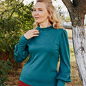 Одежда handmade. Livemaster - original item Pullover: Italian jersey pullover, Emerald. Handmade.