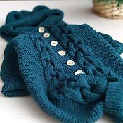 Одежда детская handmade. Livemaster - original item Knitted baby jumpsuit with braids green. Handmade.