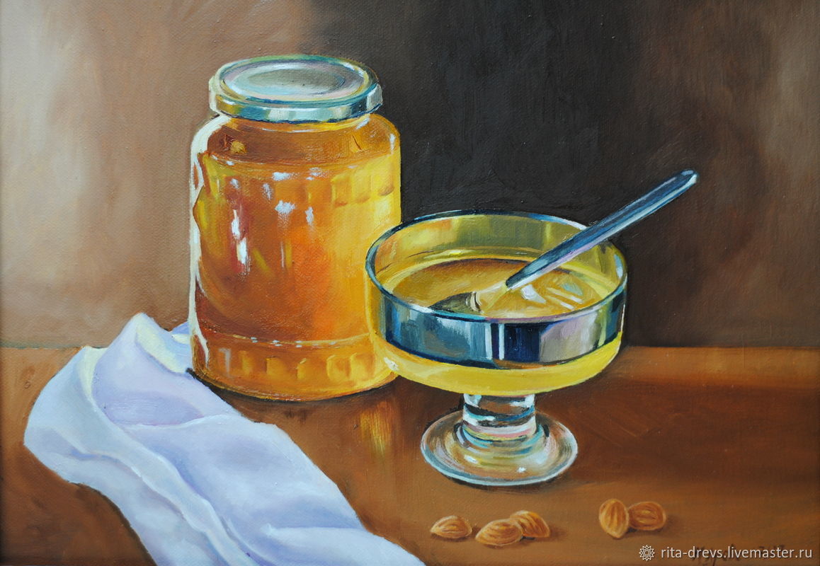 Oil Painting Still Life with Honey and Almonds, Pictures, Bataysk,  Фото №1