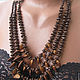 Beads long Hearts three-row Ebony, Necklace, Moscow,  Фото №1
