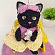 Черный котенок в кресле. Валяная игрушка кошка Войлочная игрушка кот. Войлочная игрушка. Лёлики Валяные игрушки Ольги Деркунской. Ярмарка Мастеров.  Фото №14