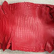 Материалы для творчества handmade. Livemaster - original item Crocodile skin, haberdashery dressing, bright red color!. Handmade.