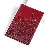 Red Burgundy Leather Passport Holder Travel Wallet with Snap Closure