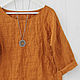 Order Mustard-colored linen oversize blouse. etnoart. Livemaster. . Blouses Фото №3