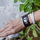 Black and white leather bracelet set with Monochrome stones, Bracelet set, Cheremshanka,  Фото №1