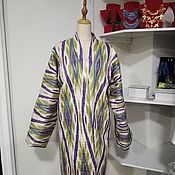 Silk velvet caftan made of ikat. Uzbek chapan. boho coat