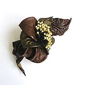 Украшения handmade. Livemaster - original item Clip Hair Clip Flower with stamens Brown Olive bronze. Handmade.