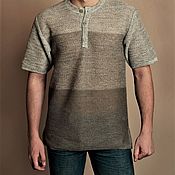 Мужская одежда handmade. Livemaster - original item 100% linen chain mail polo 