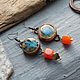 Серьги Медные С Керамикой. Серьги классические. NadyaBriJewelry. Ярмарка Мастеров.  Фото №10