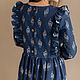 Order Linen dress in dark blue with wings, print flowers. molinialife. Livemaster. . Dresses Фото №3