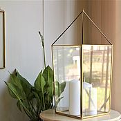 Для дома и интерьера handmade. Livemaster - original item Lantern. Large glass and gold brass candlestick. Handmade.