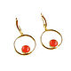 Order Jade earrings, orange earrings, gold circle earrings. Irina Moro. Livemaster. . Earrings Фото №3