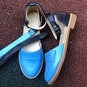Обувь ручной работы handmade. Livemaster - original item Freedom sandals blue / blue beige sole two removable belts. Handmade.