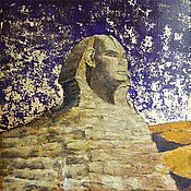 Картины и панно handmade. Livemaster - original item Desert Series. Sphinx. The painting is acrylic, and gold leaf. Handmade.