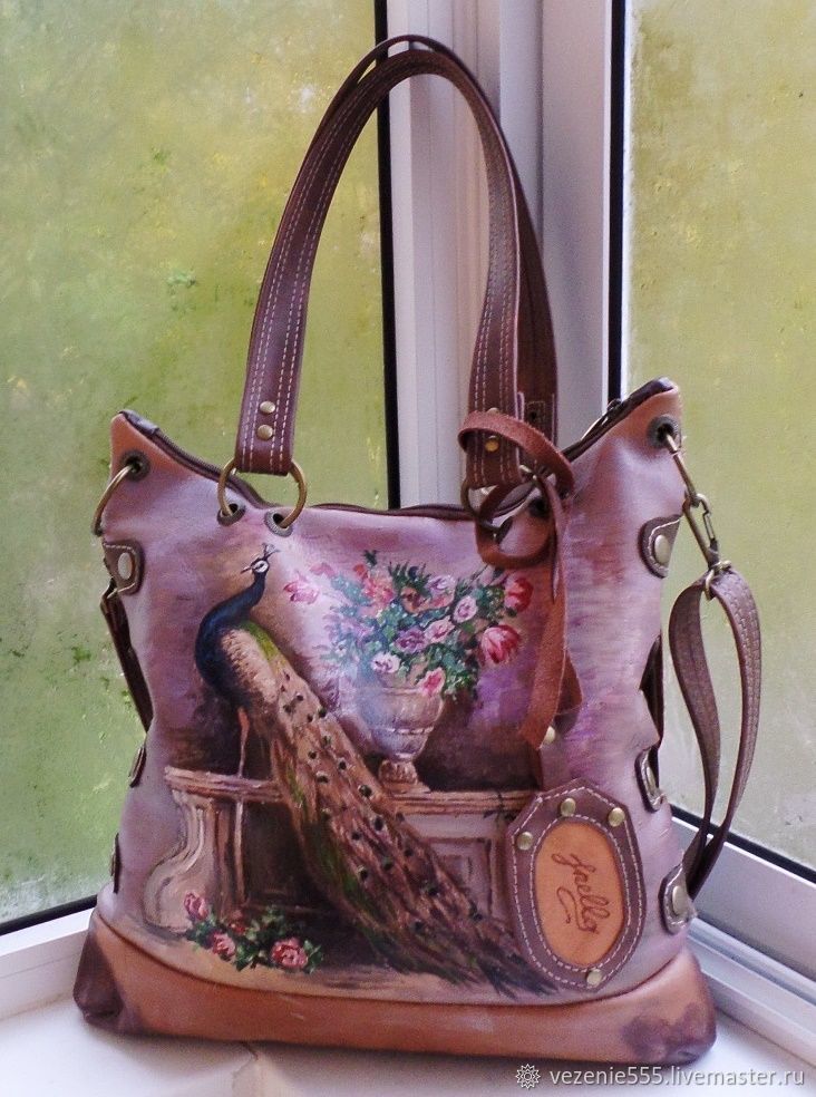 Leather bag with hand painted to order for Tatiana, Classic Bag, Noginsk,  Фото №1