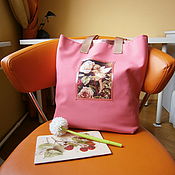 Сумки и аксессуары handmade. Livemaster - original item Beach Bag Coral Shopper Bag with Rose Flower Bag. Handmade.