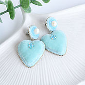 Украшения handmade. Livemaster - original item Blue Hearts Stud Earrings. Handmade.