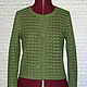 Jacket `Green olive` crocheted.100% handmade. Actual color, classic design.
