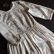 Одежда handmade. Livemaster - original item Cotton dress with linen long sleeve 