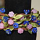 Waxed cord bracelet with leaves and flowers, Bead bracelet, Krasnoyarsk,  Фото №1